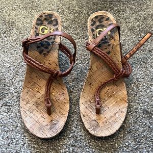 Gianni Bini size 8 dark brown and cork wedges